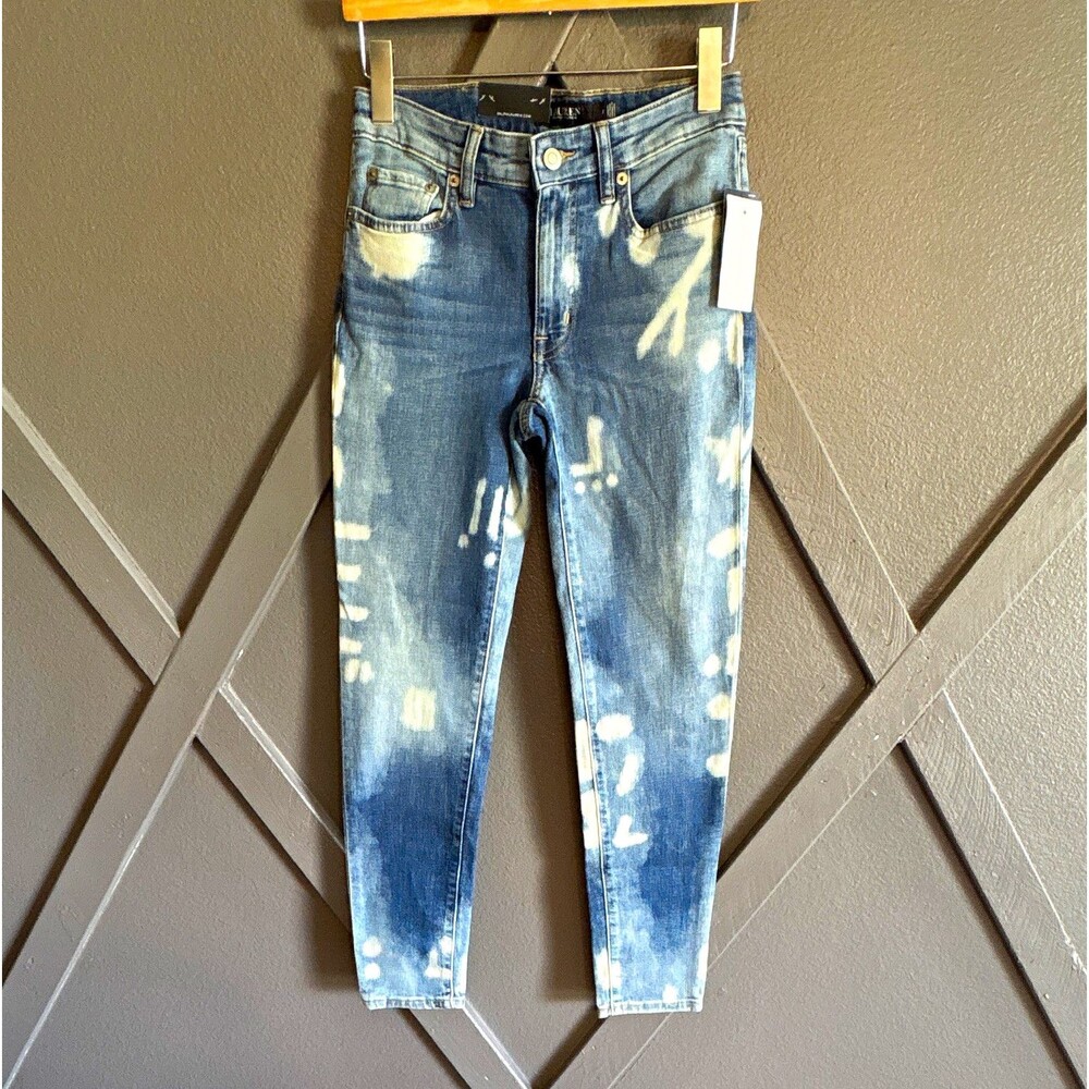 Lauren Ralph Lauren Mid Rise Skinny Ankle Jeans Bleach Wash Size 2 Stretch